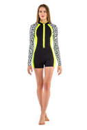 GLIDE SOUL 2 mm Spring Suit con zip frontale Black/Lemon/Leopard