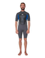 Quick Silver Muta Uomo Prologue 2/2mm Short Sleeve Springsuit Wetsuit JET BLACK/NITE BLUE