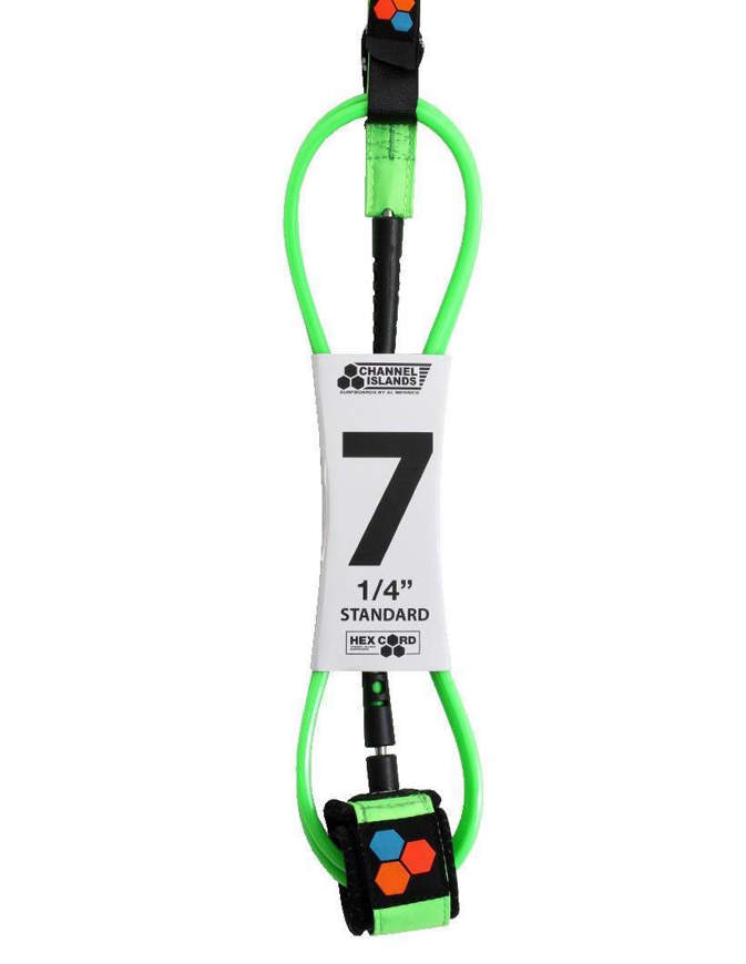 Channel Islands Hex Standard surfboard leash 7 ft - Fluro Green 