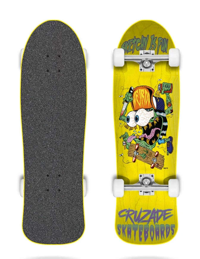 Skateboard Cruzade Sketchy Is Fun Giallo 9.0" x31