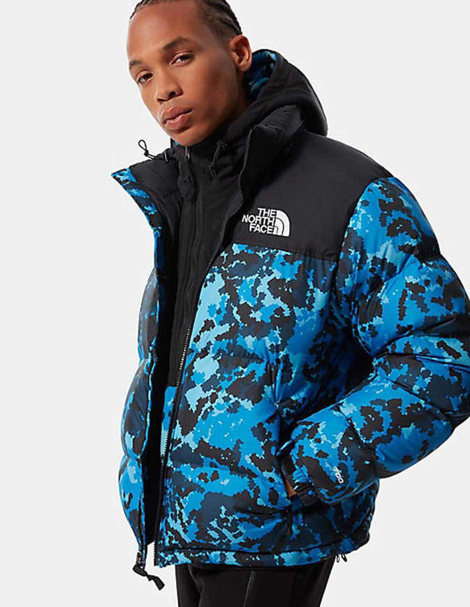 blue camo north face jacket