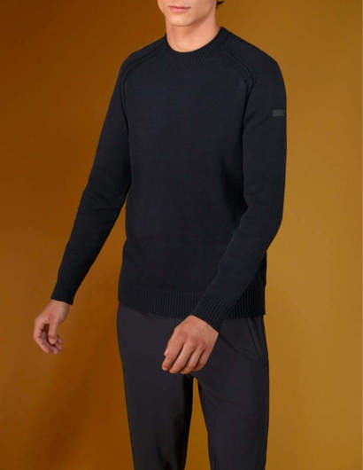 RRD Maglione Knit Cotton Plain Round Blu