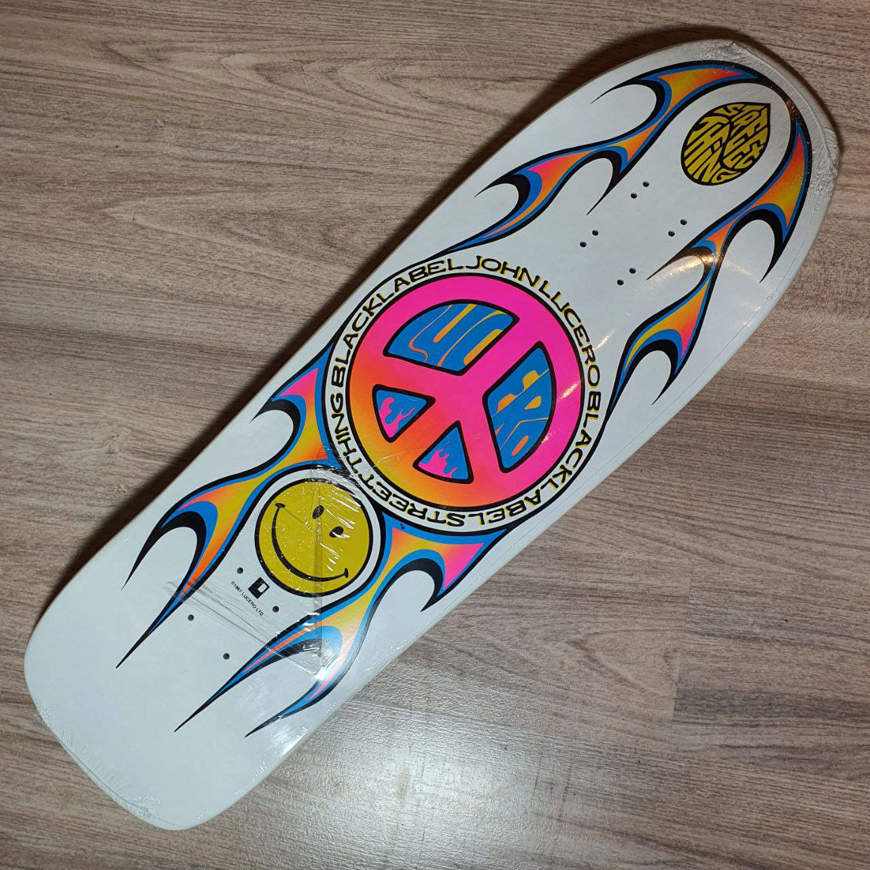 Skateboard Deck Old School Black Label John Lucero 9.88 Bianco