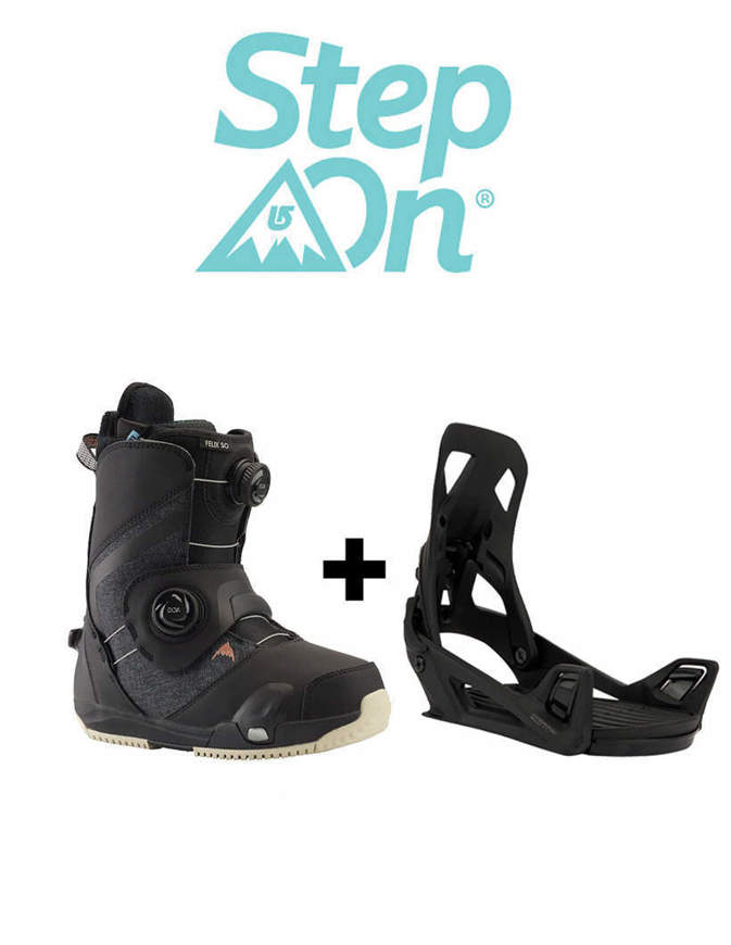 BURTON Step On Attacco Snowboard 2023 + Scarpone Donna Felix Step On Neri