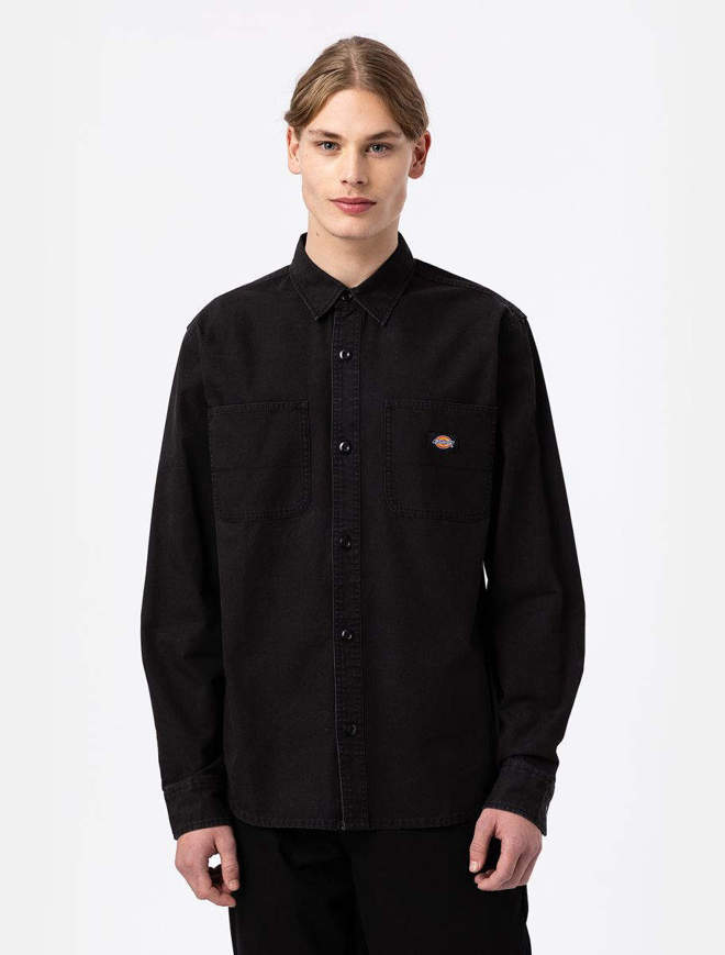 Camicia in tela di cotone Canvas da uomo nero slavato Dickies