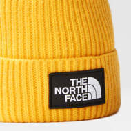 Berretto con risvolto e logo  box giallo oro The North Face