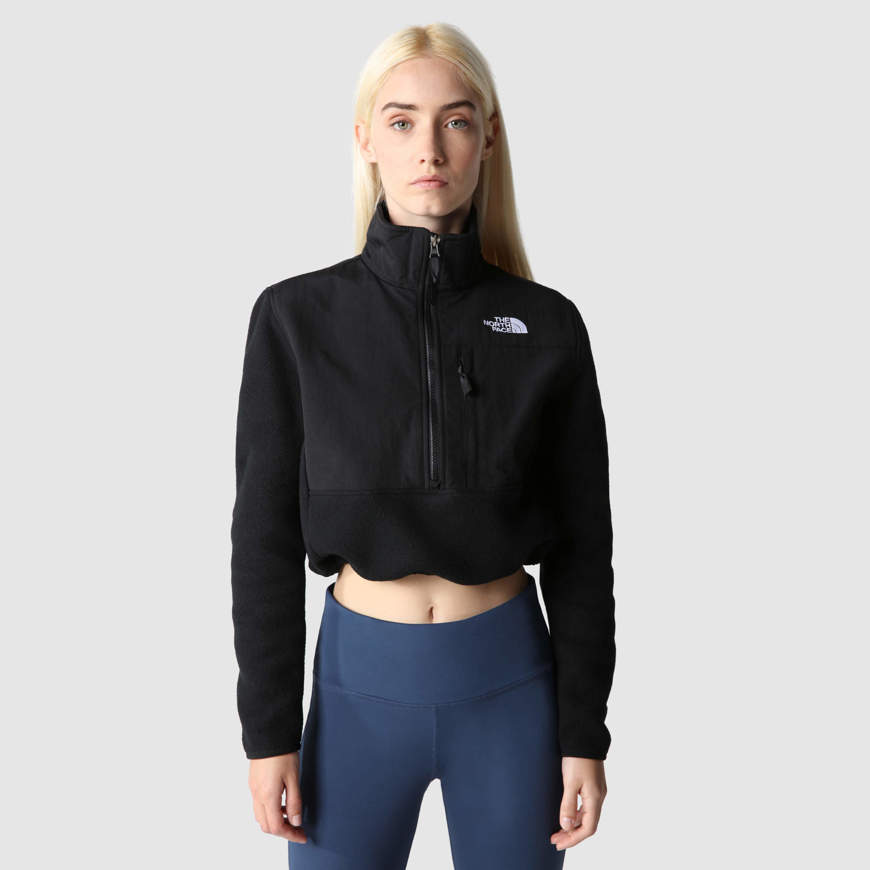 Giacca in pile Denali corta in vita da donna nera The North Face