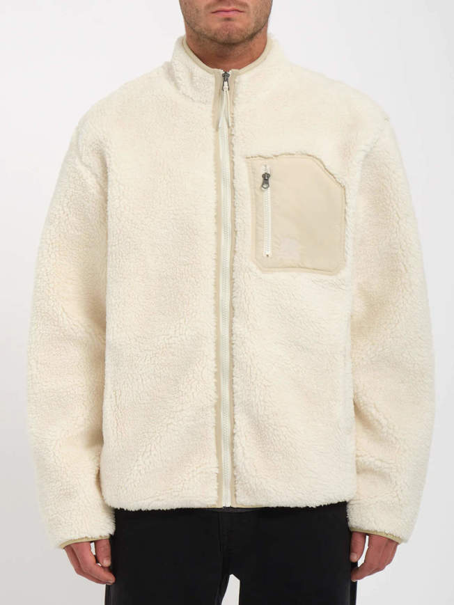 Giacca in pile con zip integrale Muzzer Fuzzar da uomo bianca Volcom