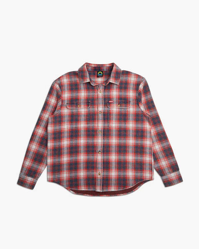  Camicia in flanella a quadri Vacay rossa e grigia da uomo Deus