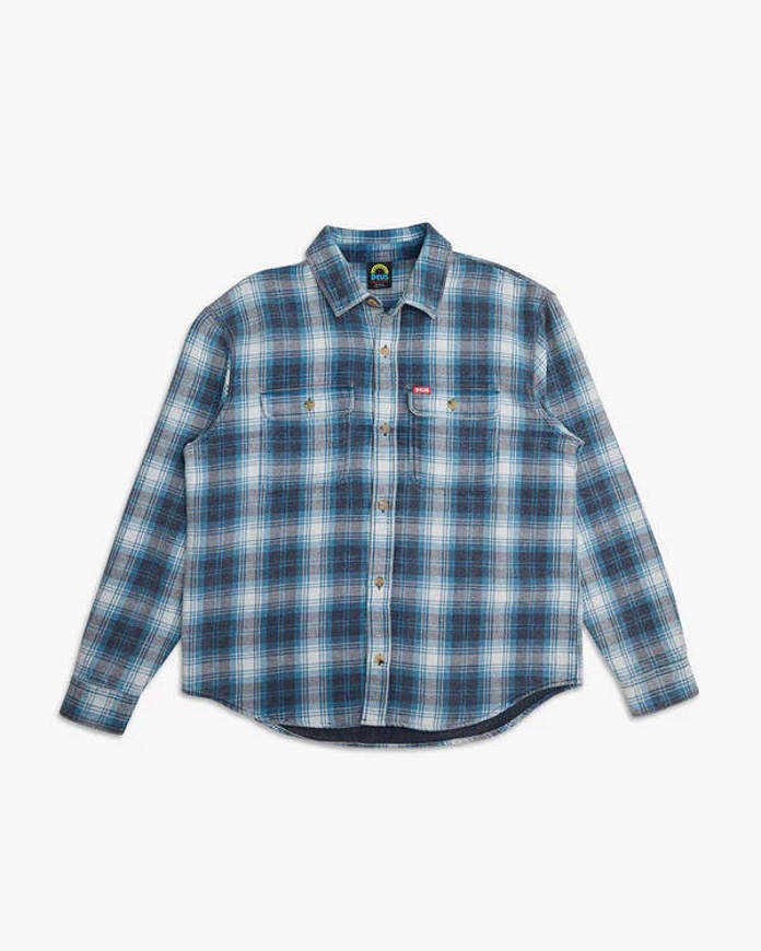 Camicia in flanella a quadri Vacay  blu/azzurro e nera  da uomo Deus