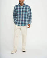 Camicia in flanella a quadri Vacay  blu/azzurro e nera  da uomo Deus