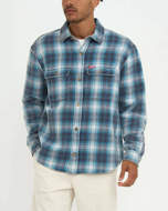 Camicia in flanella a quadri Vacay  blu/azzurro e nera  da uomo Deus