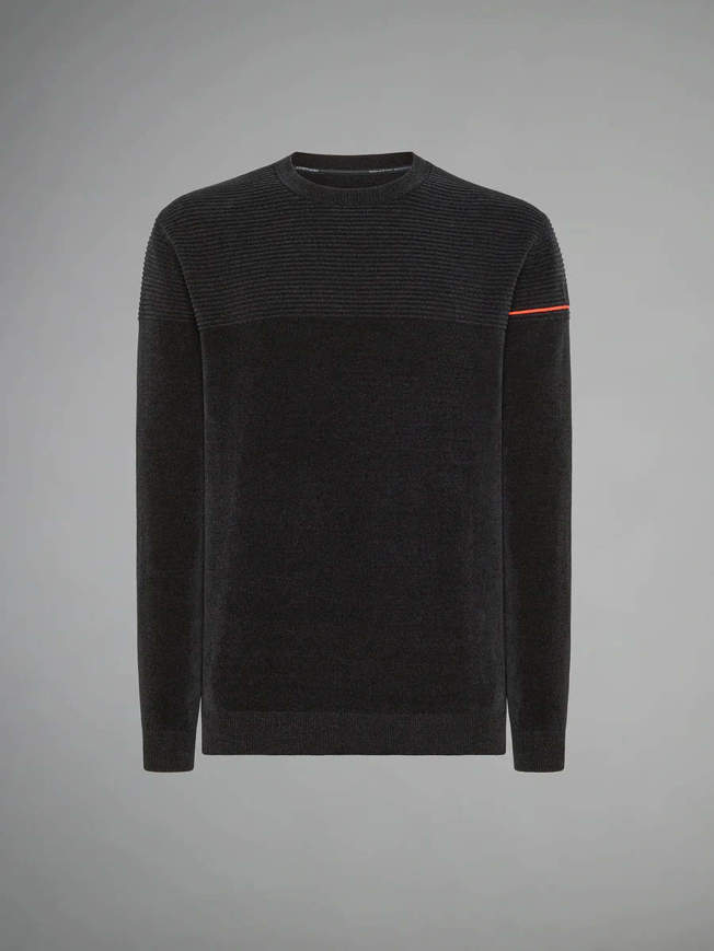Maglione in velluto Ottoman da uomo nero RRD