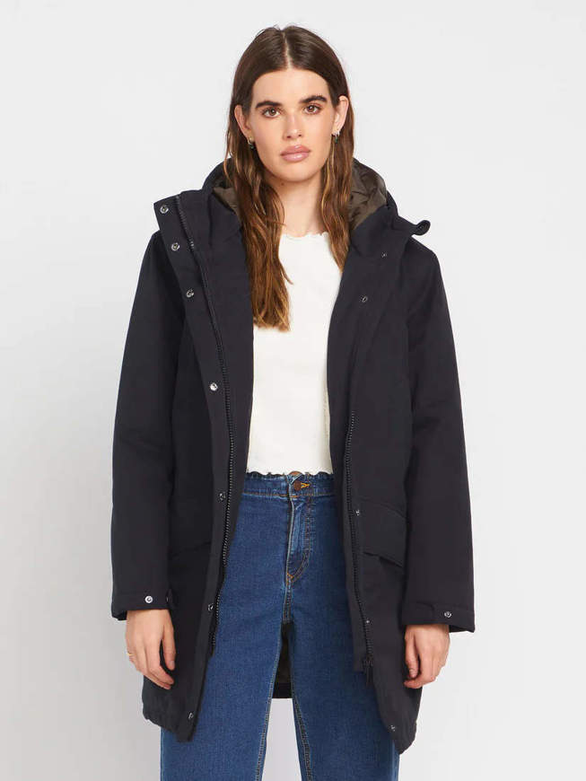 Picture of Women's Somestone 10K Parka Hooded Jacket Black Volcom