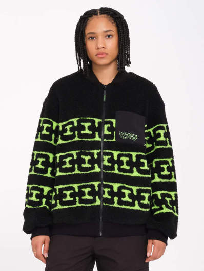 Picture of Women's Zephyr Sherpa Zip Sweatshirt Black Volcom 